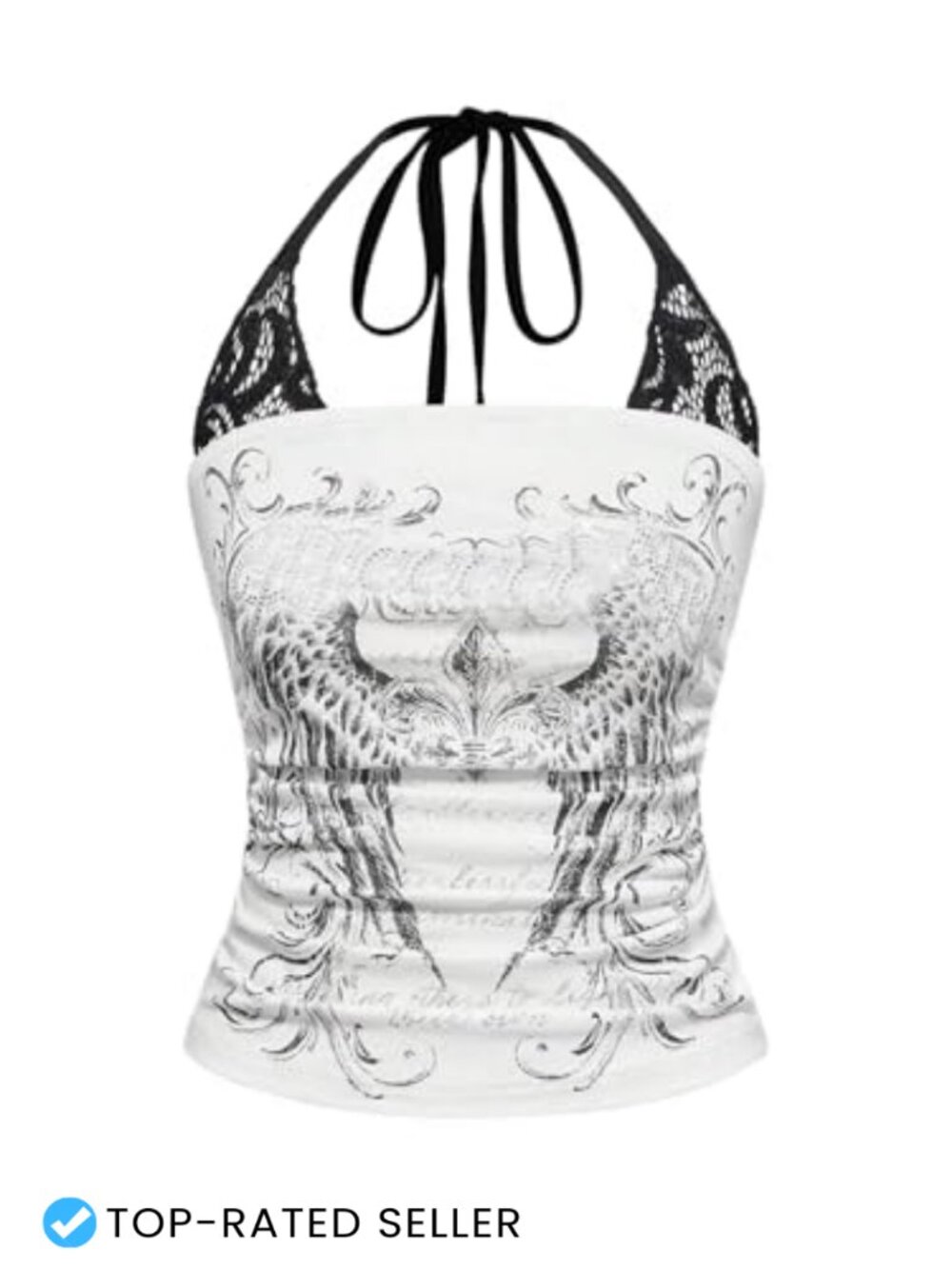 Women's Y2K Gothic Lace Rhinestone Halter Crop Top Sleeveless Cami